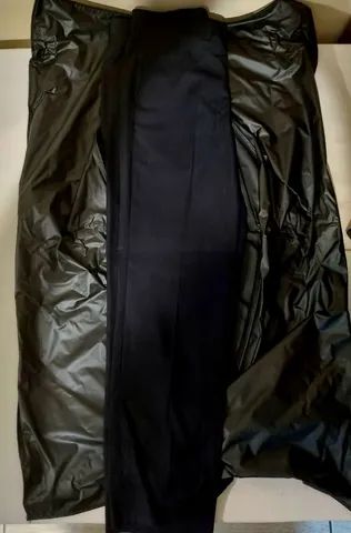 Terno preto slim com risca de giz apa collezioni uomo com capa protetora - Foto 3
