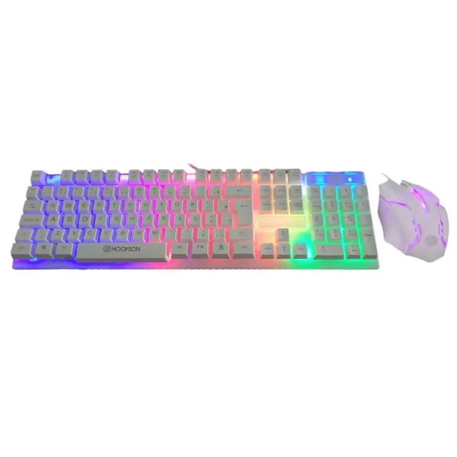Kit Gamer Teclado e Mouse Branco - Hoopson TPC-096KB