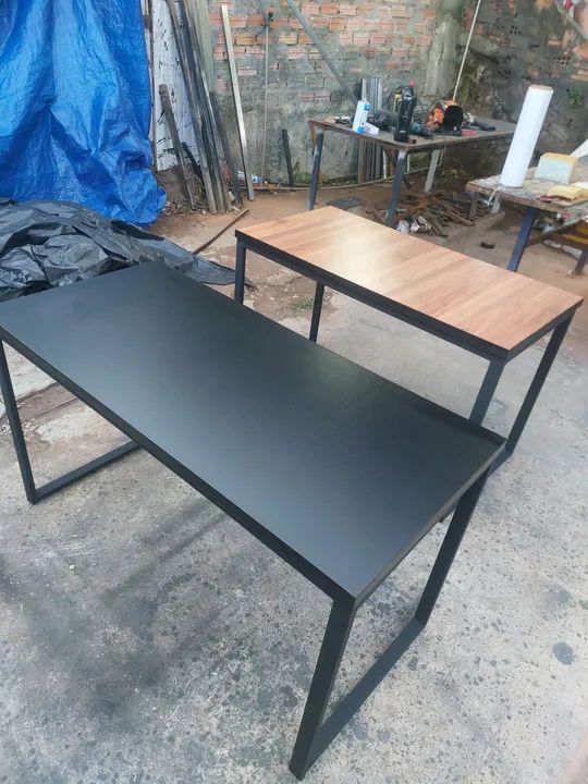 Mesa de Jantar Industrial com Tampo de Madeira - Foto 5