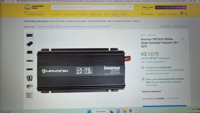 Inversor Off Grid Hayonik 12V 1000W 220V Onda Senoidal Pura. Para energia Solar. - Foto 6
