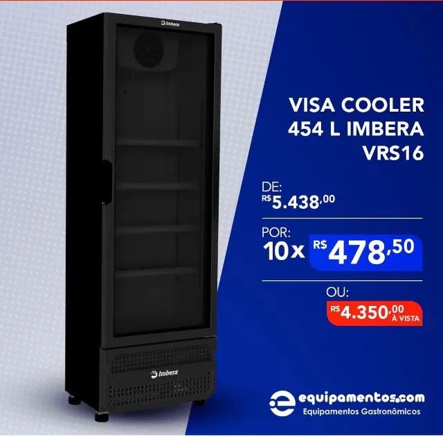 Visa cooler geladeira 454 litros porta vidro 3 anos de garantia 