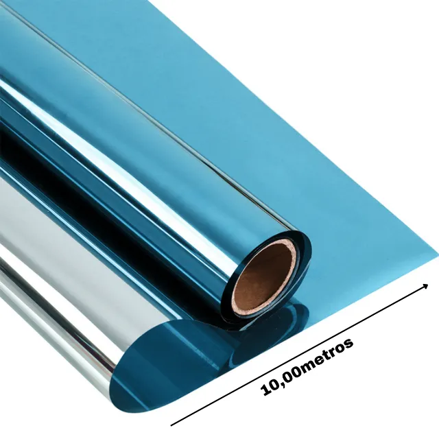 Bobina 10 Metros Insufilm Azul Laminado Espelhado Residencial Janela 1,52x10m