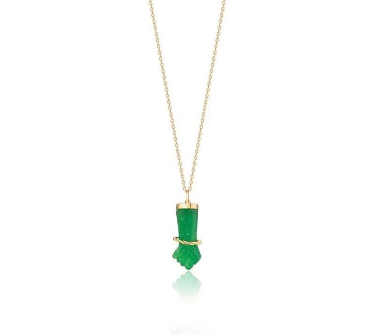 pingente figa com quartzo verde em ouro amarelo 18k