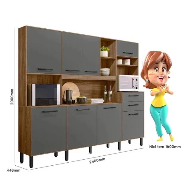 Armário de Cozinha 8 Portas 2 Gavetas Direto da fabrica - Foto 3