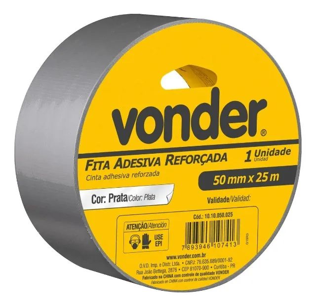 Fita Cinza Adesiva Reforçada 50mmx25m Vonder