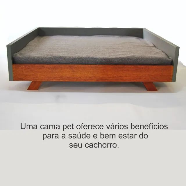 Cama Pet em Madeira Para Cães e Gatos com Colchão de Espuma Forrado. - Foto 2