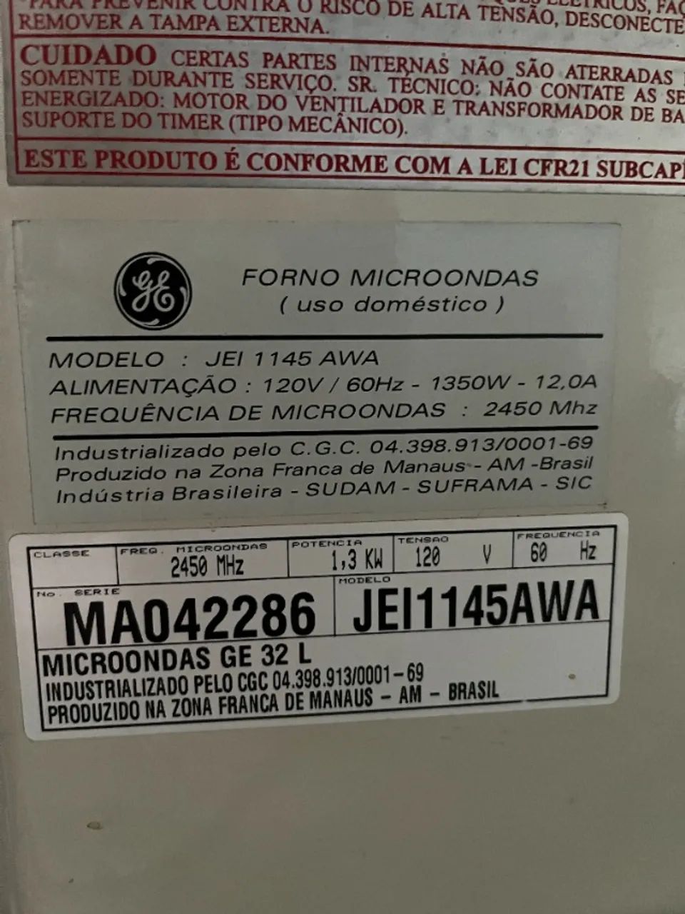 MICROONDAS GE BRANCO 32LMOD JEI1145AWA - Foto 4