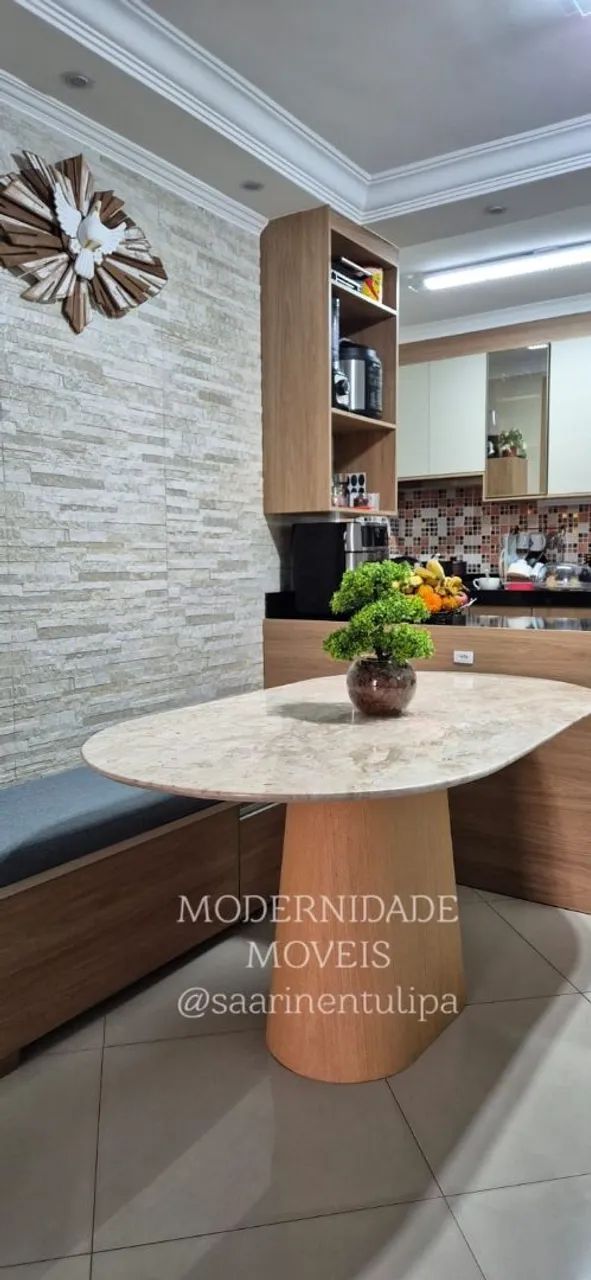 Fabricamos mesa cone freijó + tampo retangular 1.60x0.90 bege bahia - Foto 4