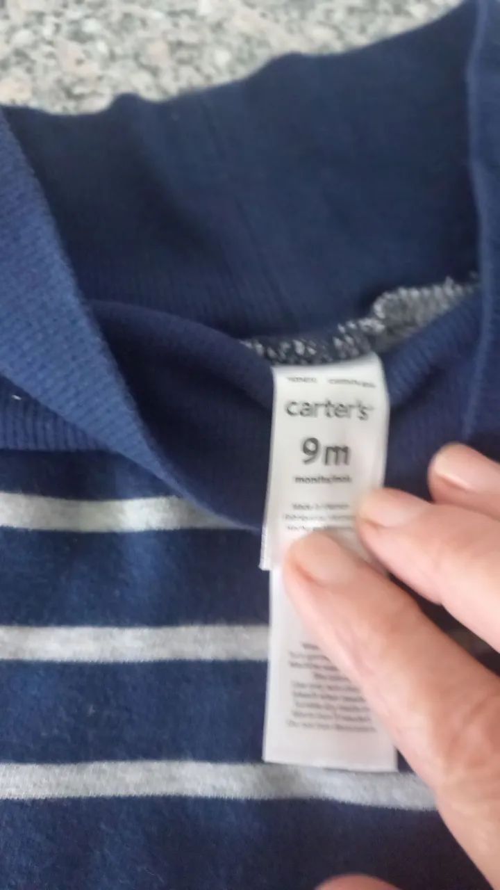 Calça listrada azul e branca para bebê - Foto 4