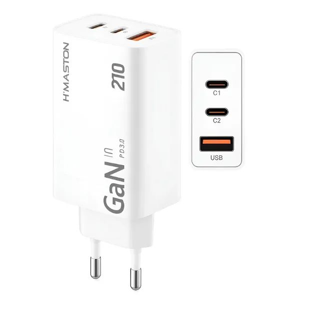 Fonte Maston Turbo Gan 210w Para Notebook Tablet E Celular