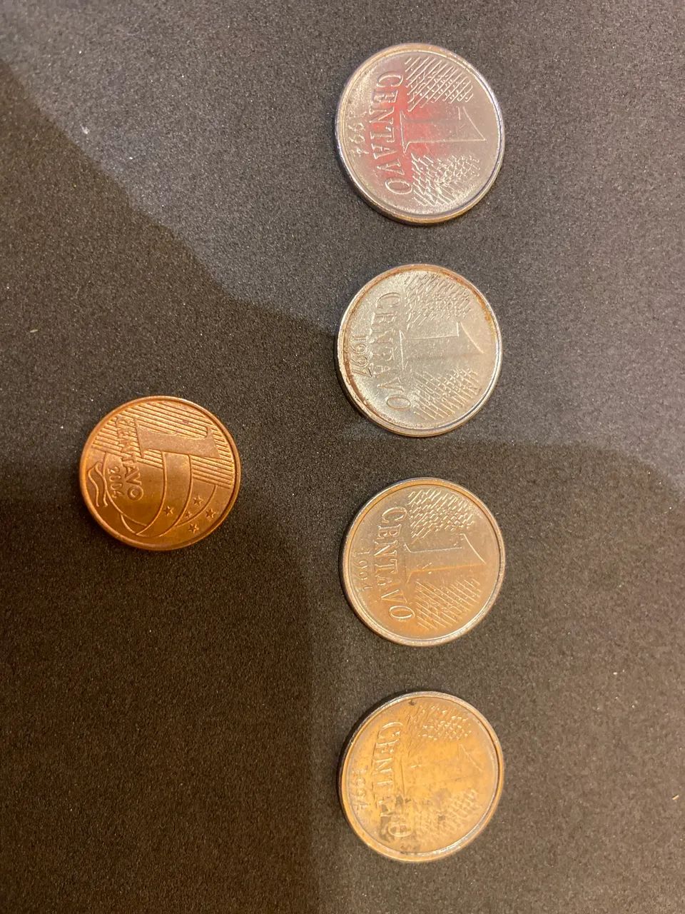 5 Moedas de 1 centavo