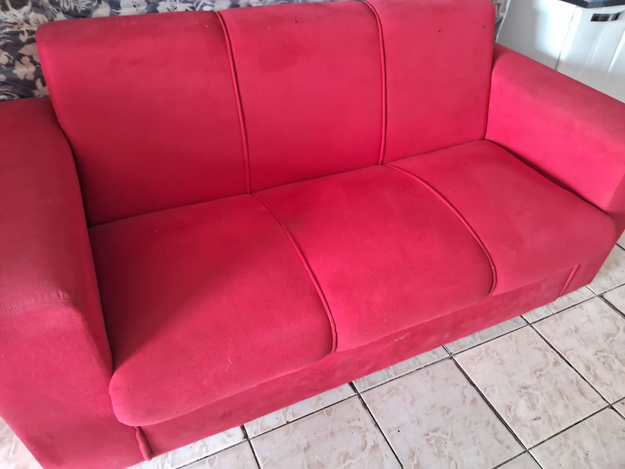 Sofá Vermelho 3 Lugares