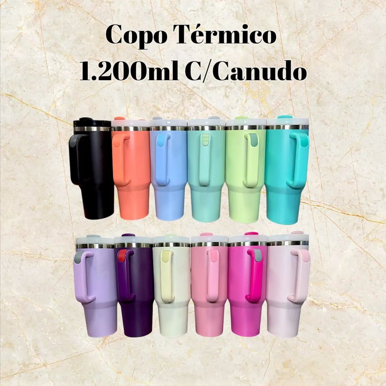 Copo Térmico 1.200ml C/ Canudo - Diversas Cores