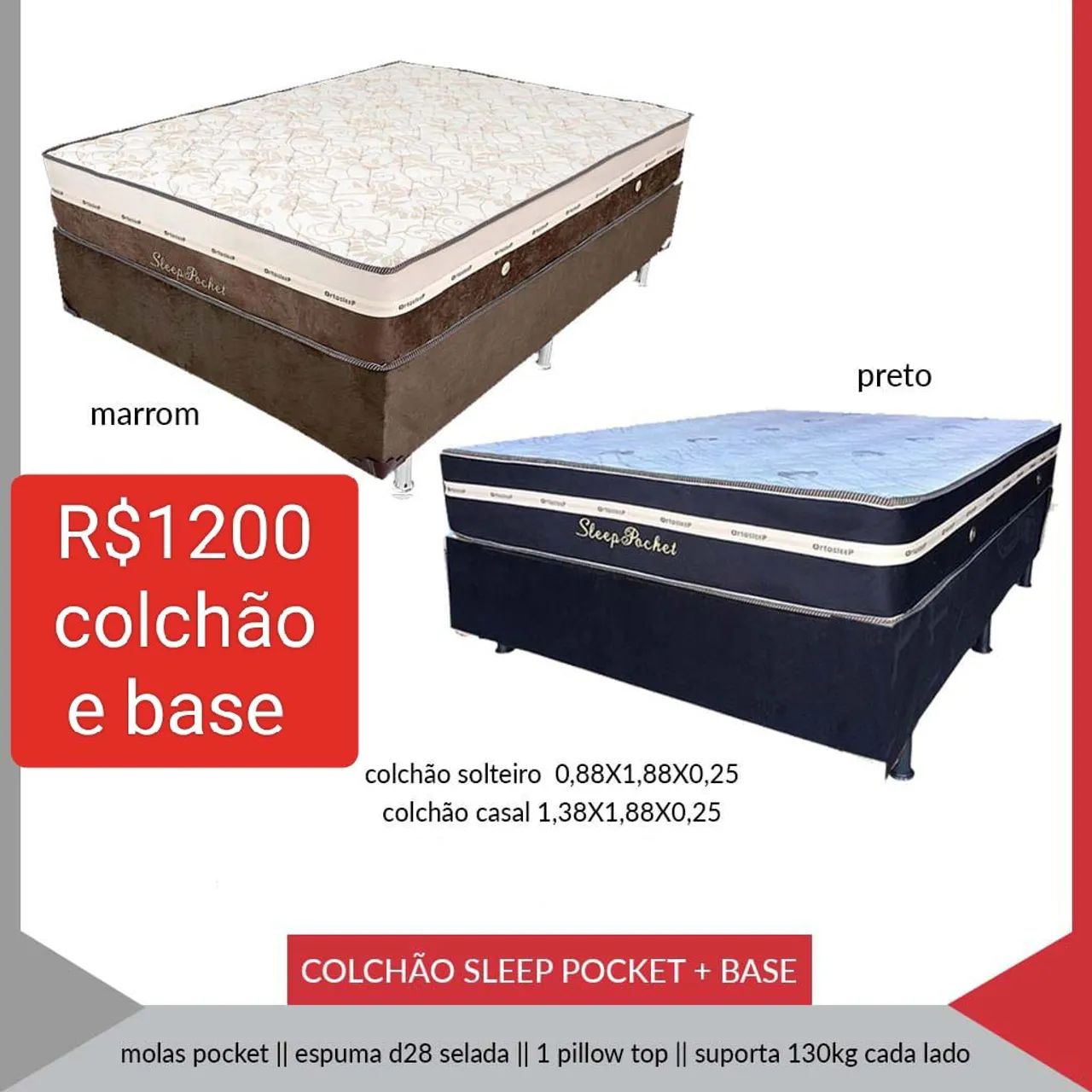 Colchão com a base casal 