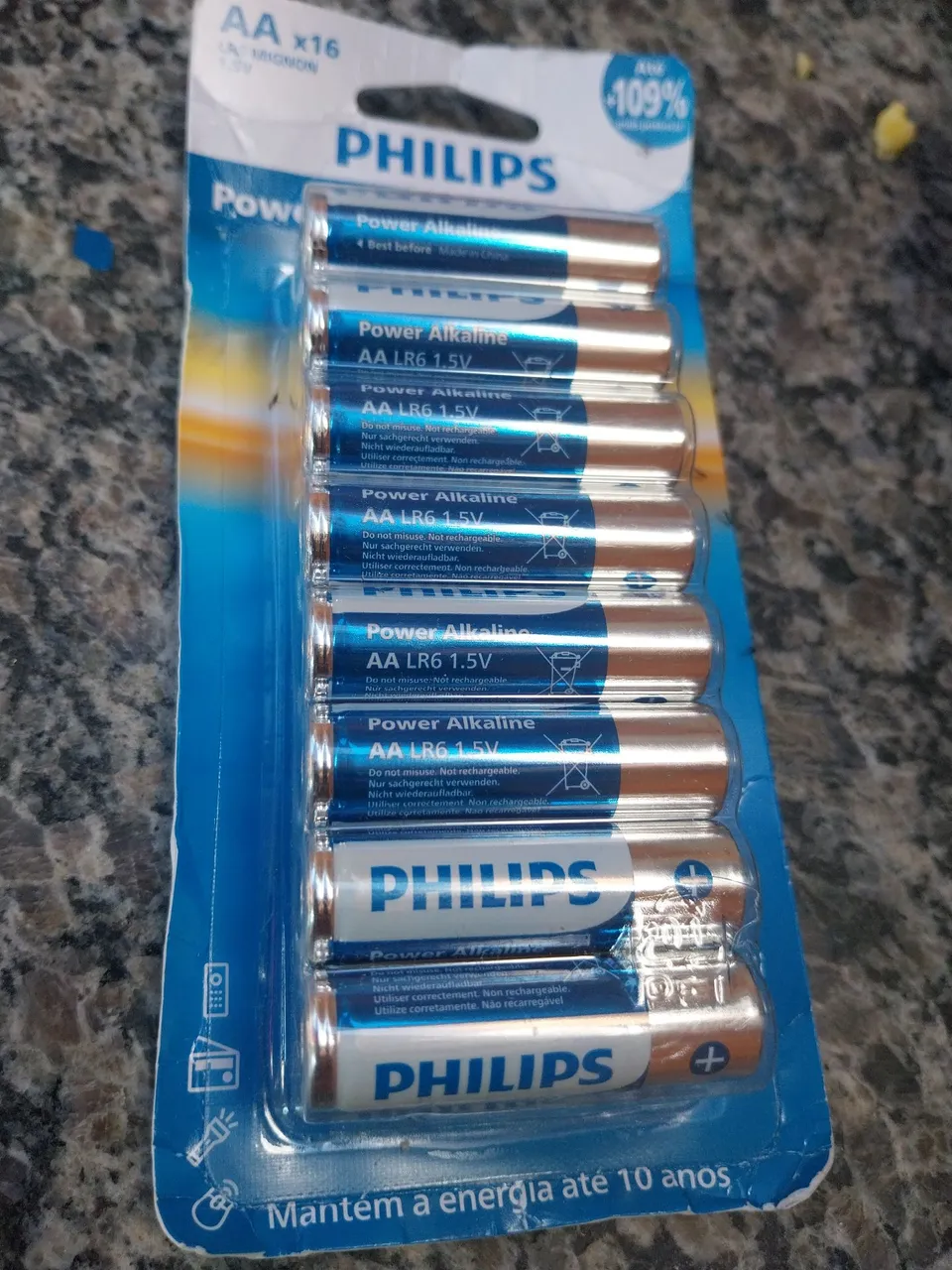 Pilhas Alcalinas AA Philips LR6 1.5V - Pack com 16