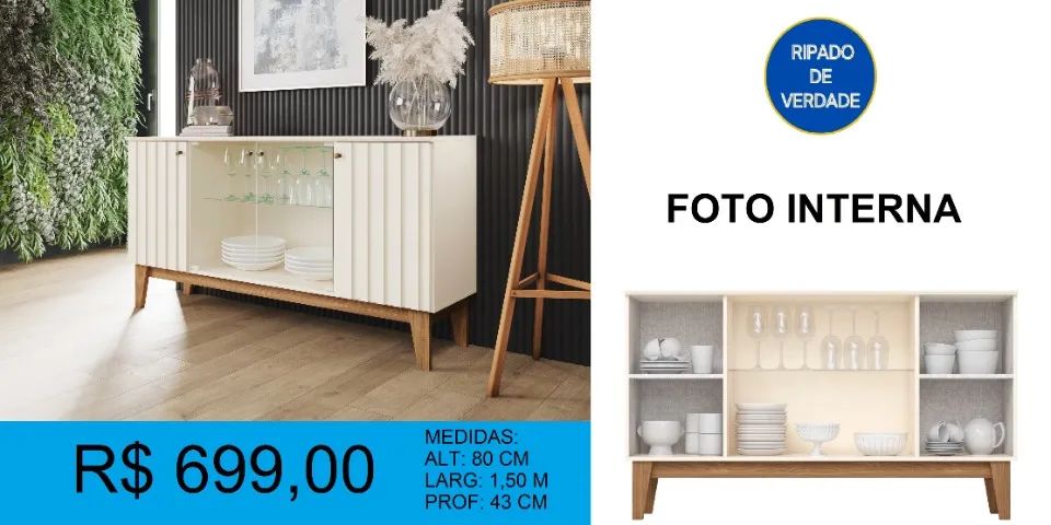 Aparador Buffet ripado - Entrega e montagem gratis