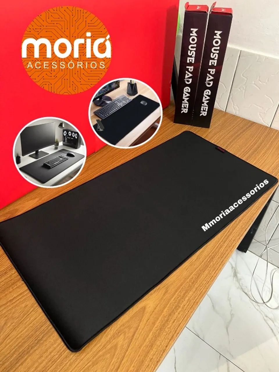Mousepad Gamer Extra Grande 80x40cm Superfície Preto - Foto 4