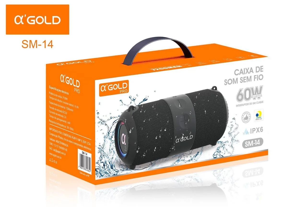 Caixa de Som Bluetooth Alpha Gold c/ Alça - Potência e Qualidade! - Foto 5