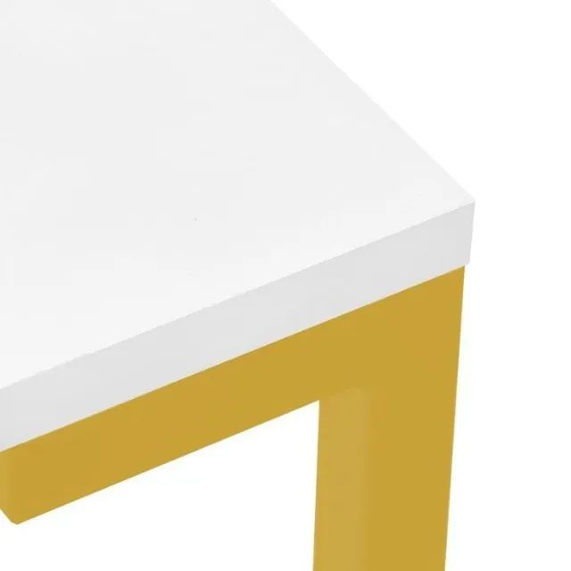 Mesa Escritório Office Estilo Industrial  Dourado Branco - Foto 4