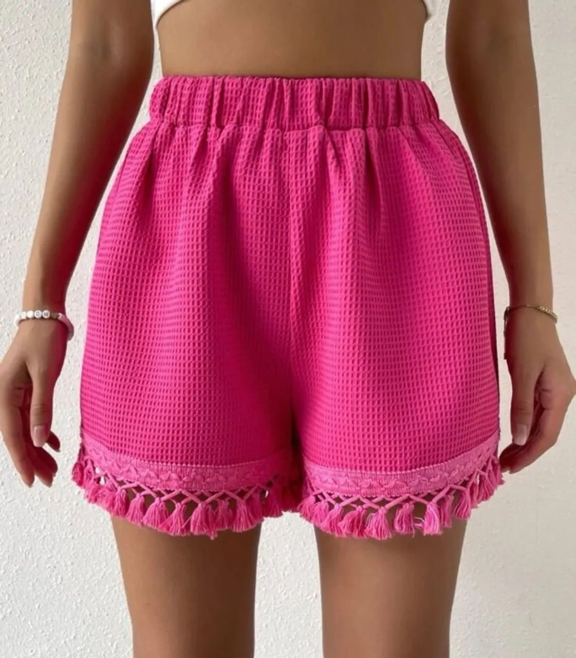 Shorts rosa - Franjinha