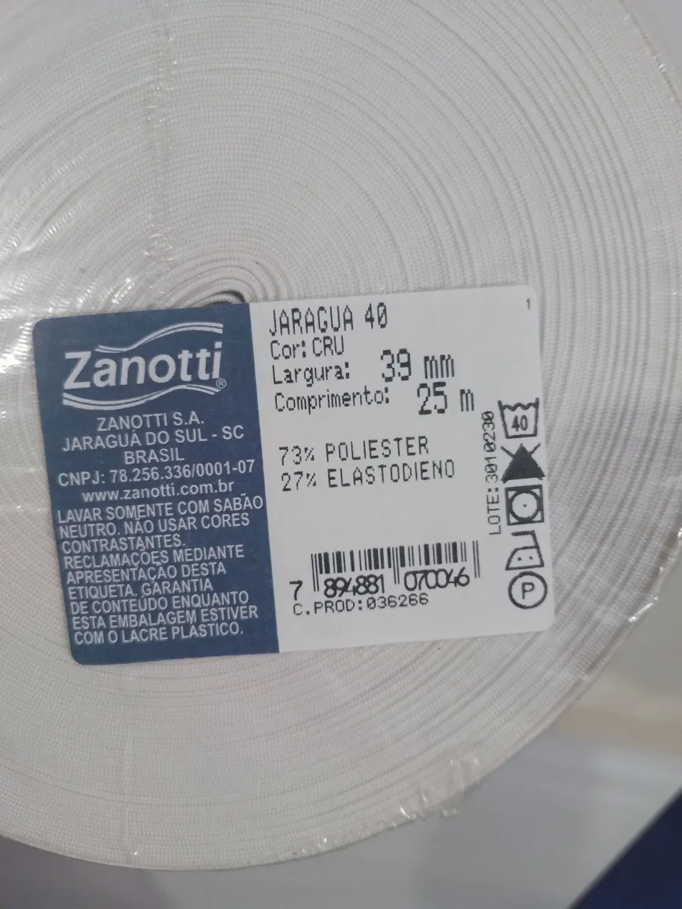 Elático branco 39mm x 25m - Zanotti