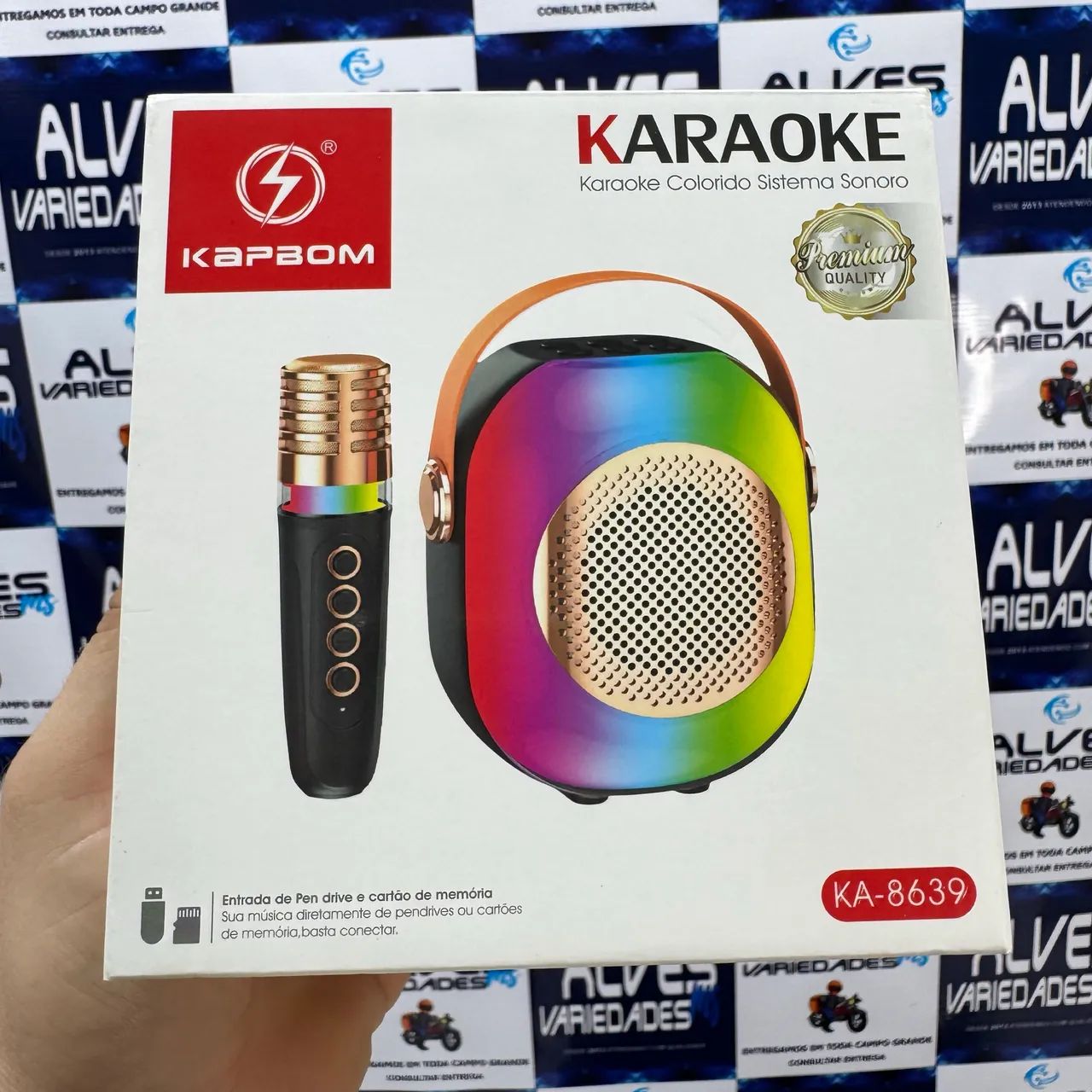 Caixa de som Bluetooth com microfone sem fio karaokê 