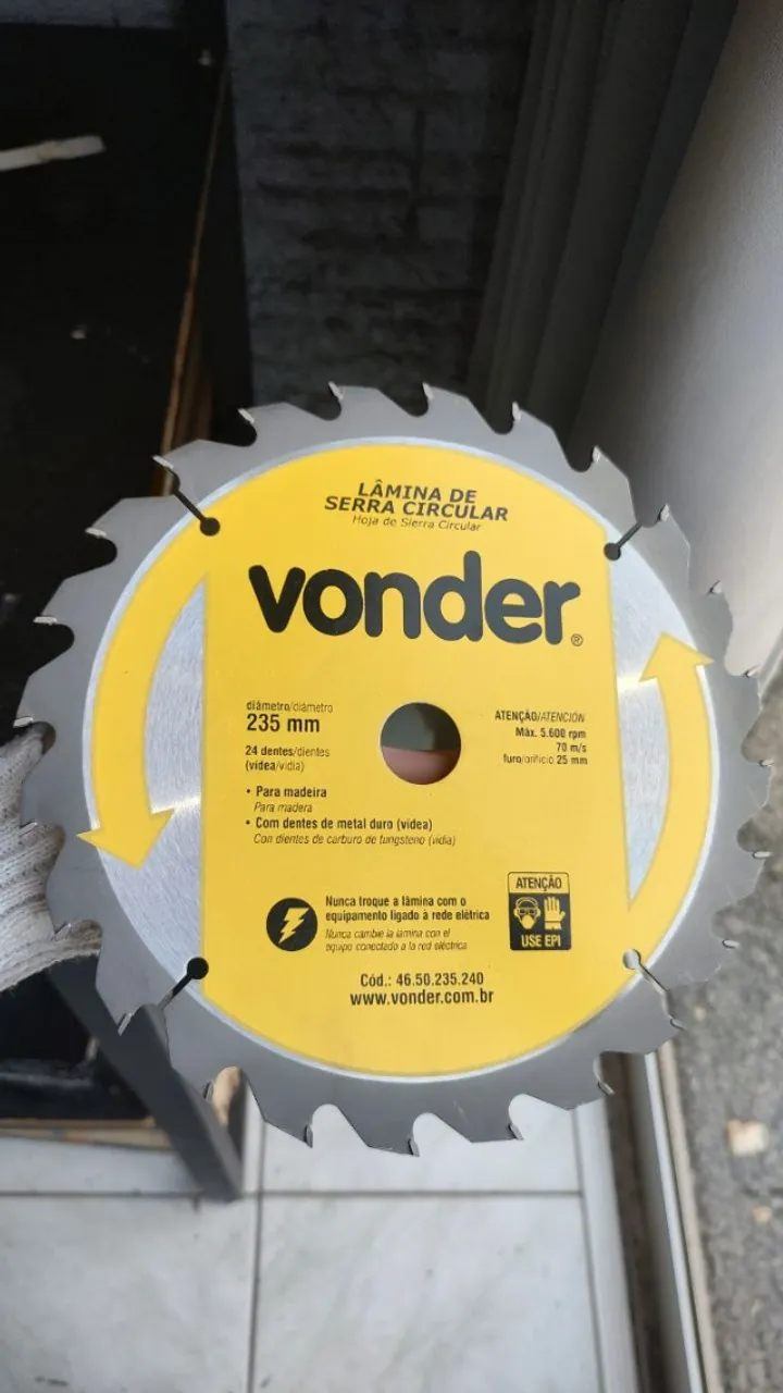 Disco De Serra Circular Vonder 235mm X 25mm 24 Dentes Cor Amarelo