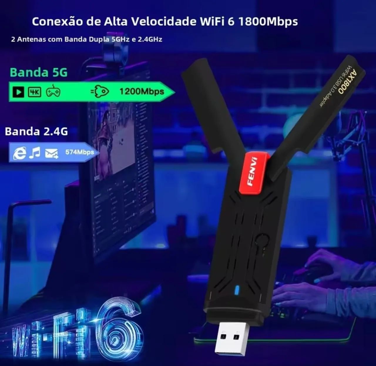 Adaptador WI-FI AX1800 USB - Foto 2