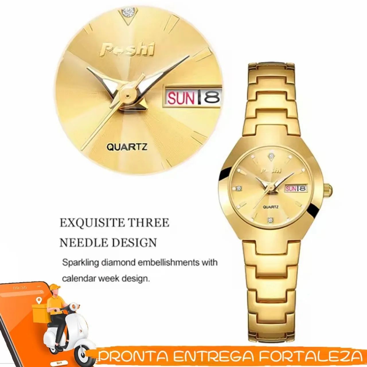 Relógio Curren Feminino Dourado Clássico