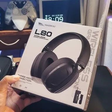 Fone Gamer SmallWolf L80 Headset Tri-Mode Bluetooth, 2.4G sem fio e USB-C com fio  - Foto 5