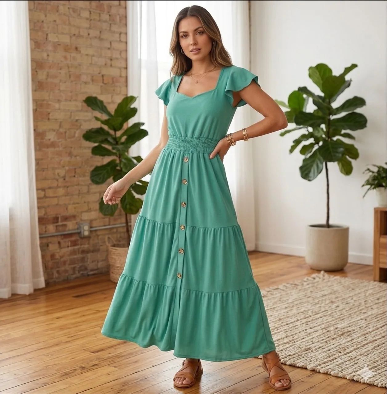 Vestido longo tam P verde 