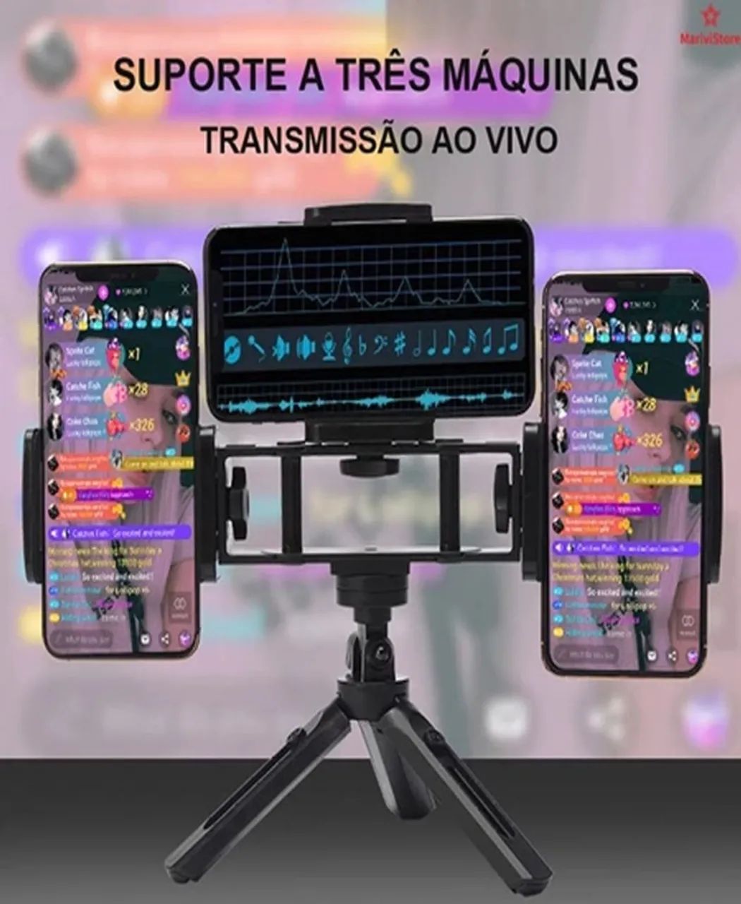 suporte videomaker para 3 celulares - Foto 4