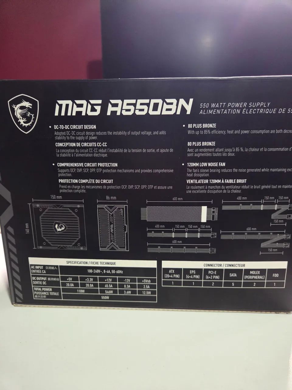 Fonte MSI MAG A550BN 550W 80 PLUS BRONZE - Foto 2