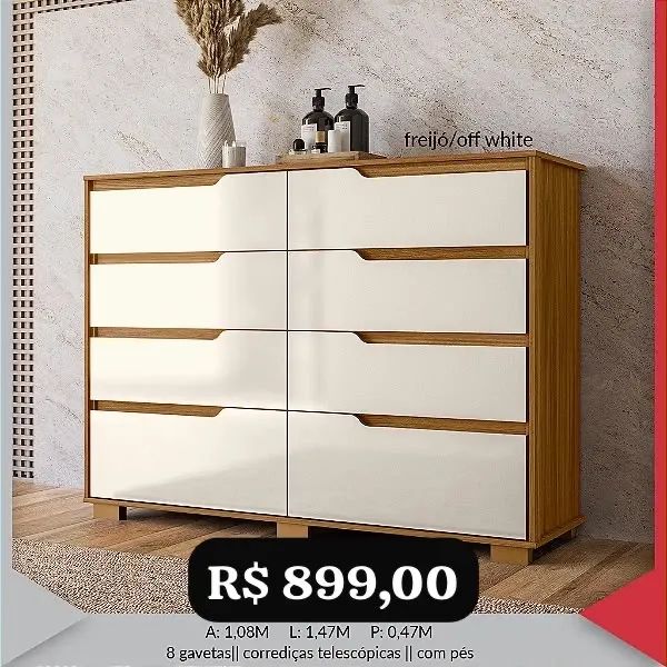 Cômoda 8 gavetas - Promoção 