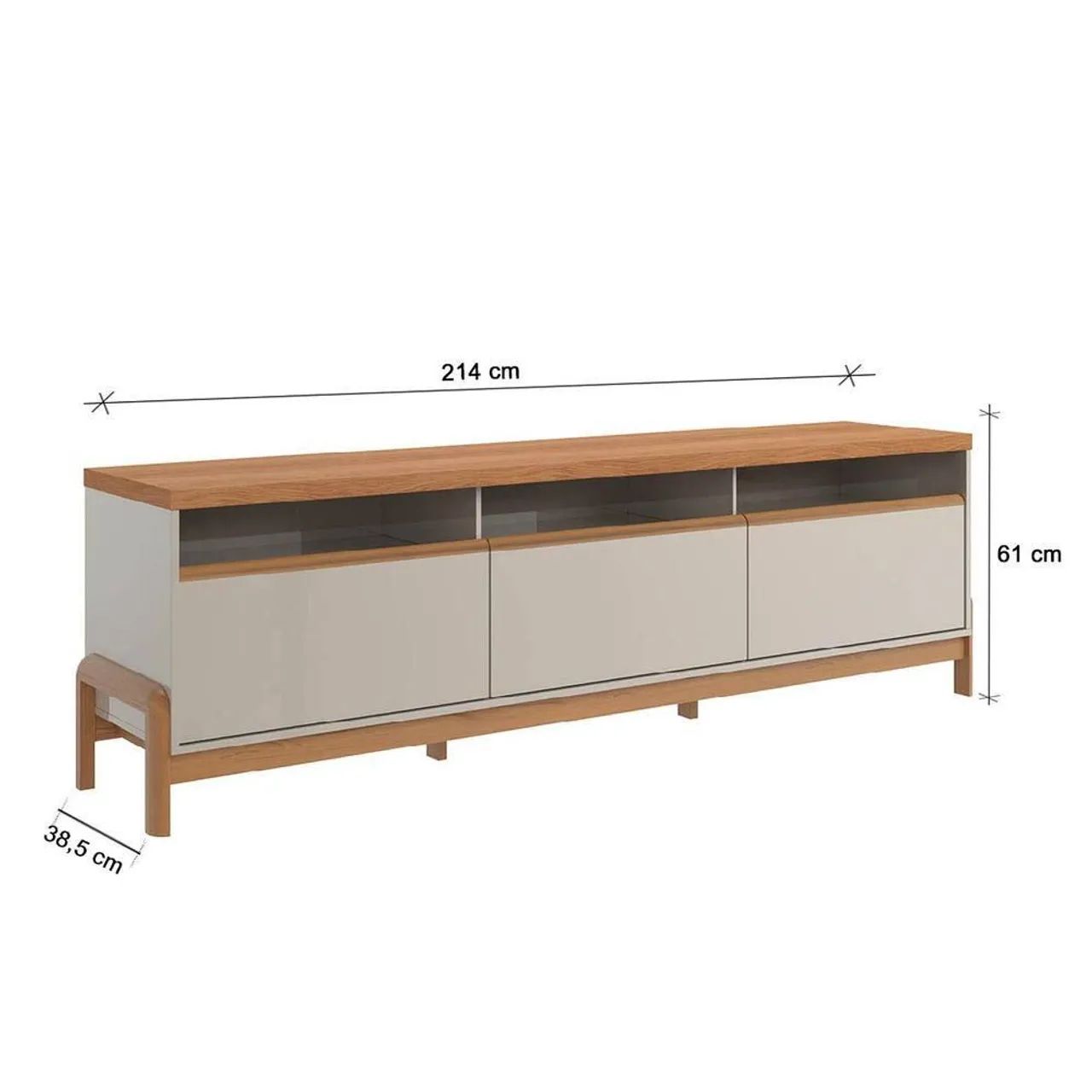 Rack 2.1 Elegance para TV até 75 polegadas 1 Porta 2 Gavetas Off/Jequitibá - Lukaliam<br> - Foto 5