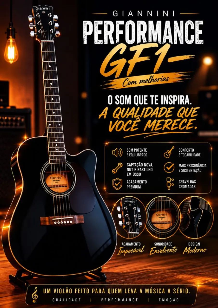 Violão Giannini GF1- performance com melhorias.