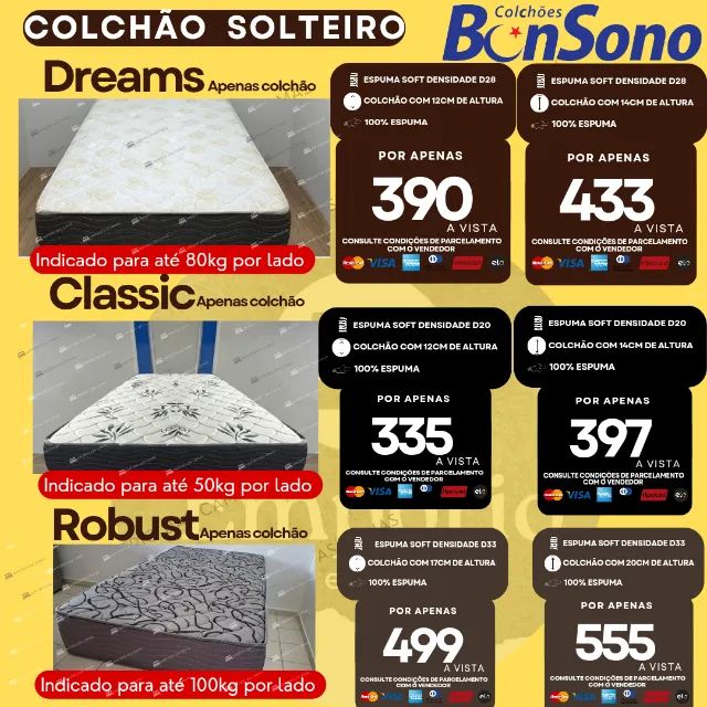 Colchão solteiro Bonsono molas ou espuma pronta entrega consulte D20, D33, D65, D28 - Foto 3