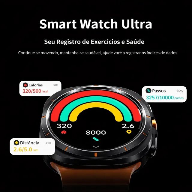 Relógio Smartwatch Redondo Esportivo Js Watch 7 Série Ultra 7 47mm Tela Amoled 1.45" - Foto 5