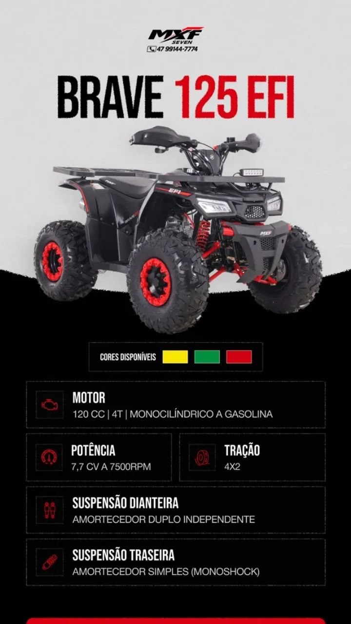 MXF mini quadriciclo BRAVE 125 efi - Tratores e máquinas agrícolas