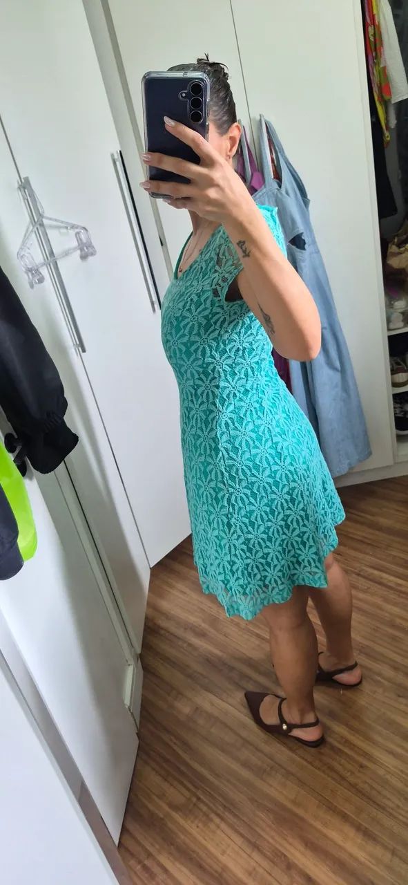 Vestido verde renda - Foto 3