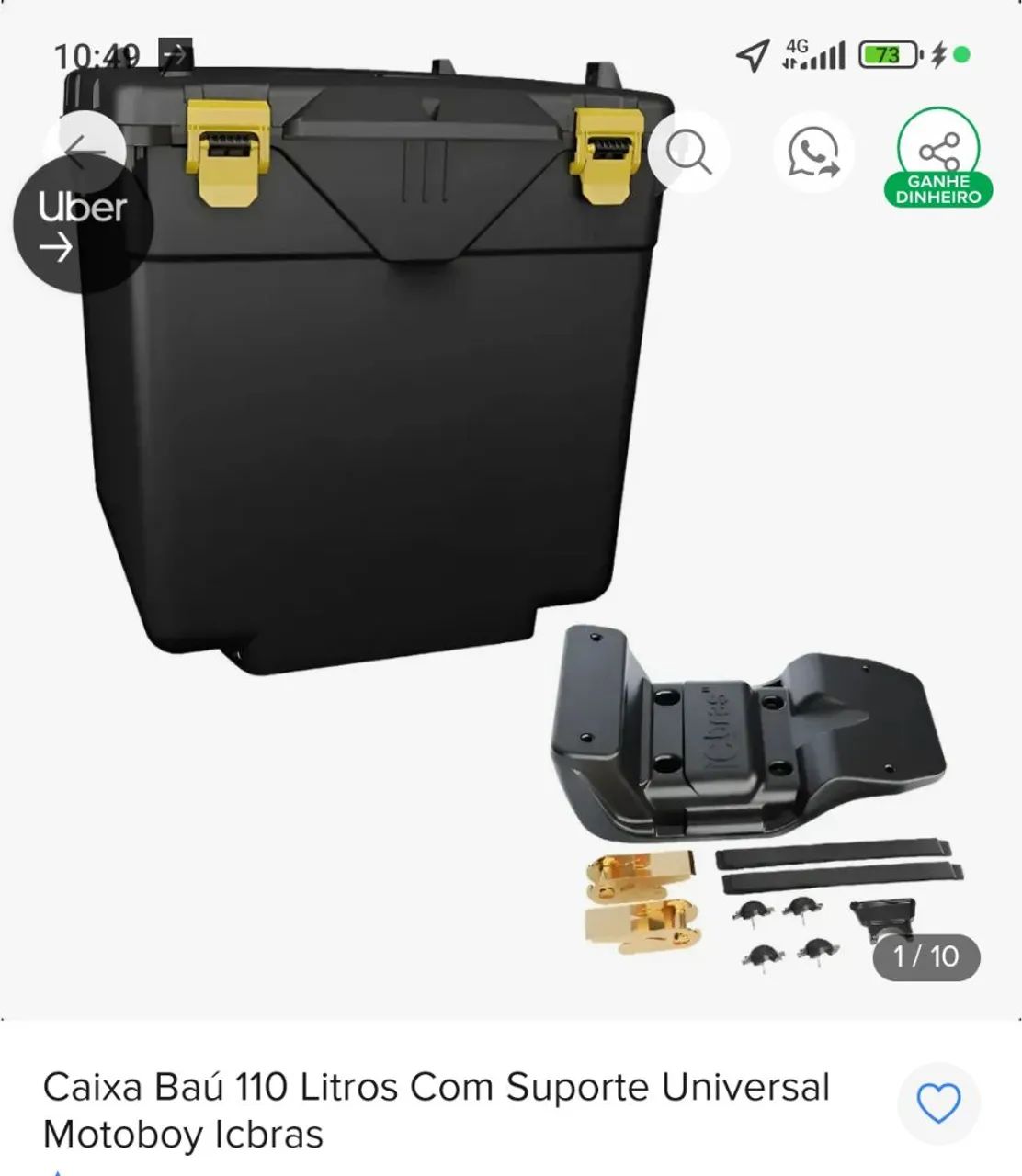  BAÚ 110L COM SUPORTE UNIVERSAL - PRONTO PRA TRABALHAR