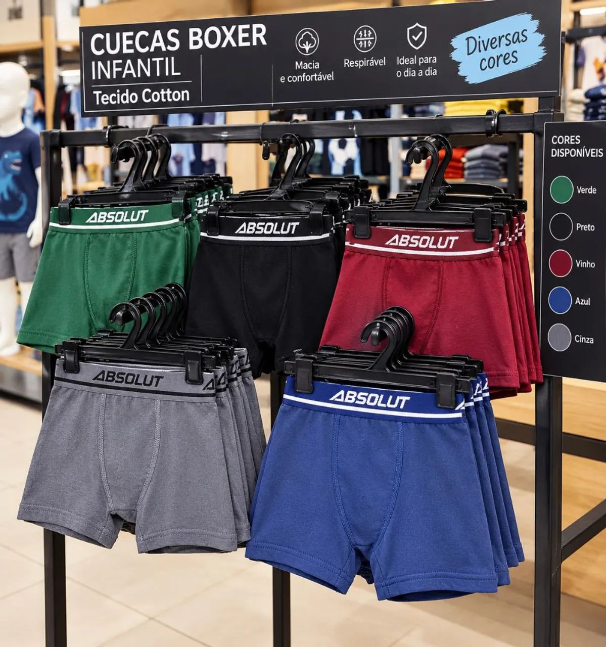 Kit 10 boxer cotton infantil 