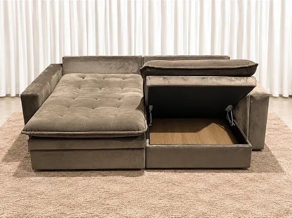 Sofá Cama Sena Baú 2.20m Sem Caixa Entrega Rápida - Foto 4