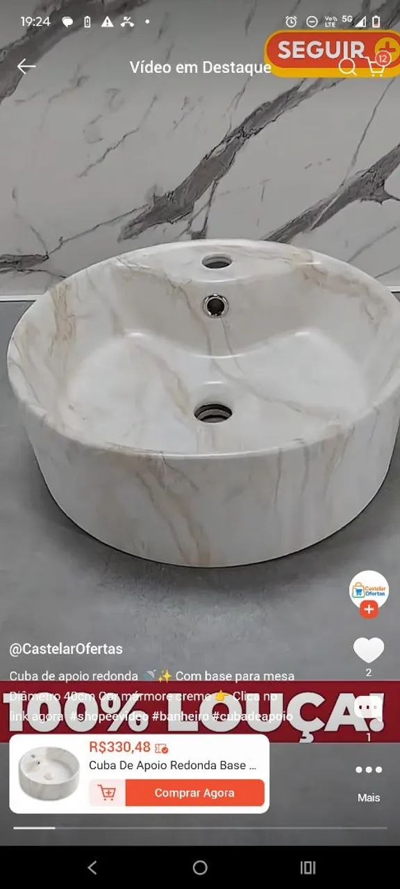 Cuba redonda de mármore  - Foto 2