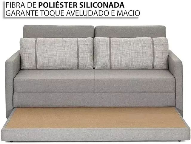 Sofá Cama Herval Versátil Queen 1,76M - Linho cinza - Foto 3