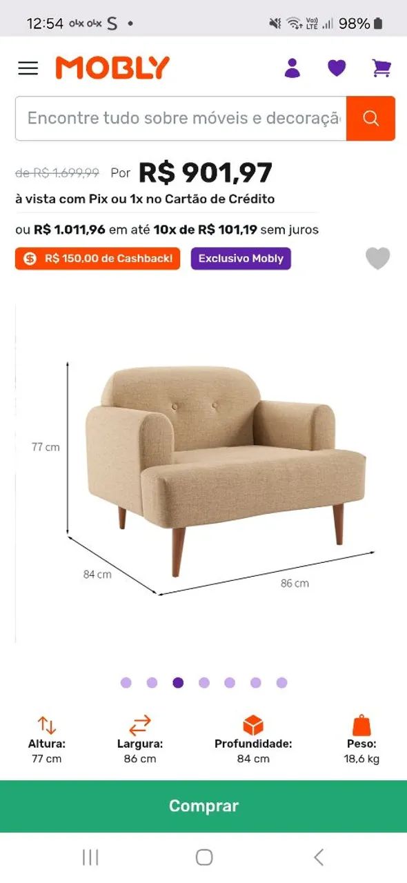 Poltrona kiev corino bege