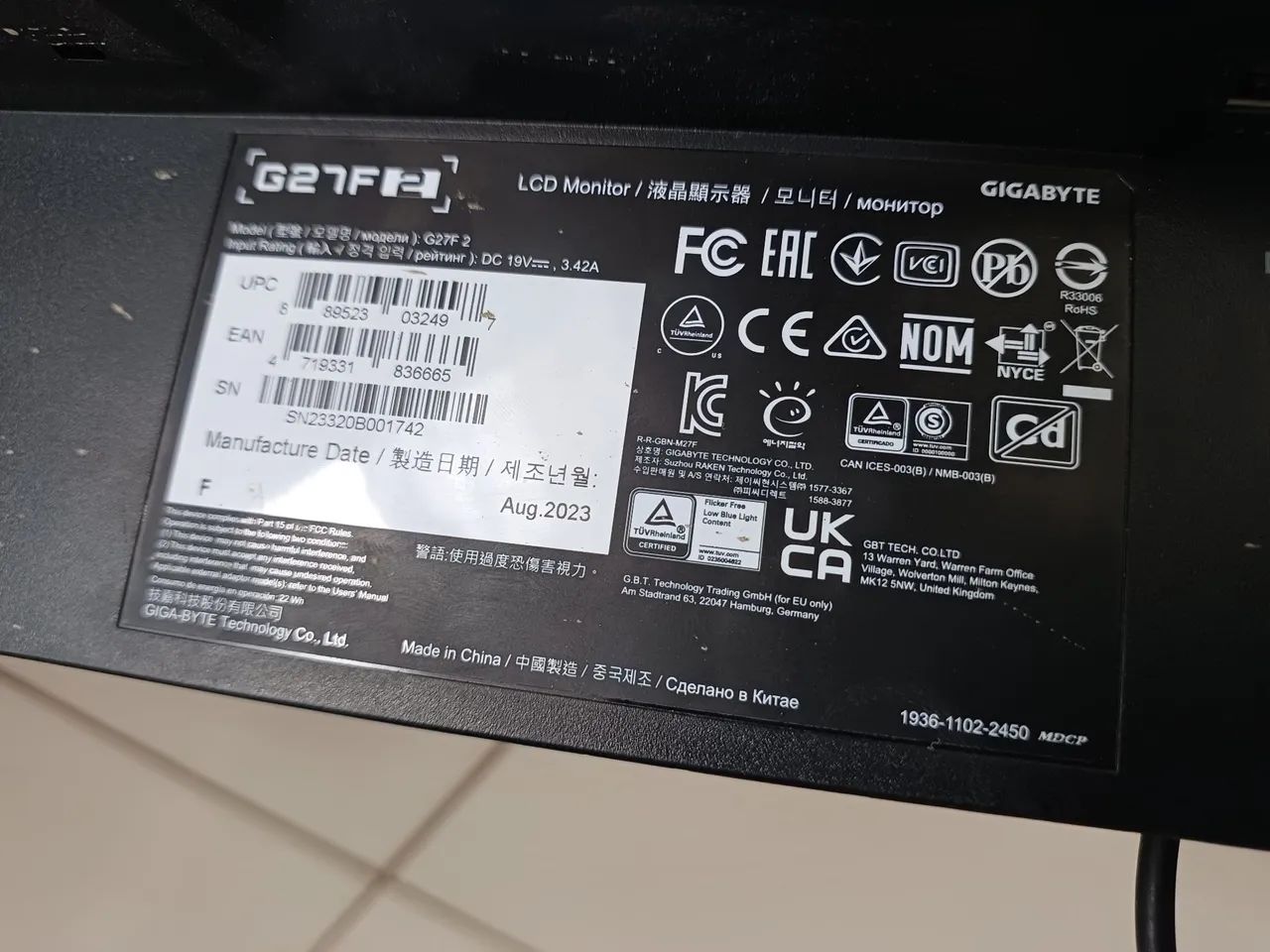 Monitor Gamer GIGABYTE G27F 2 27  DEFEITO! - Foto 2