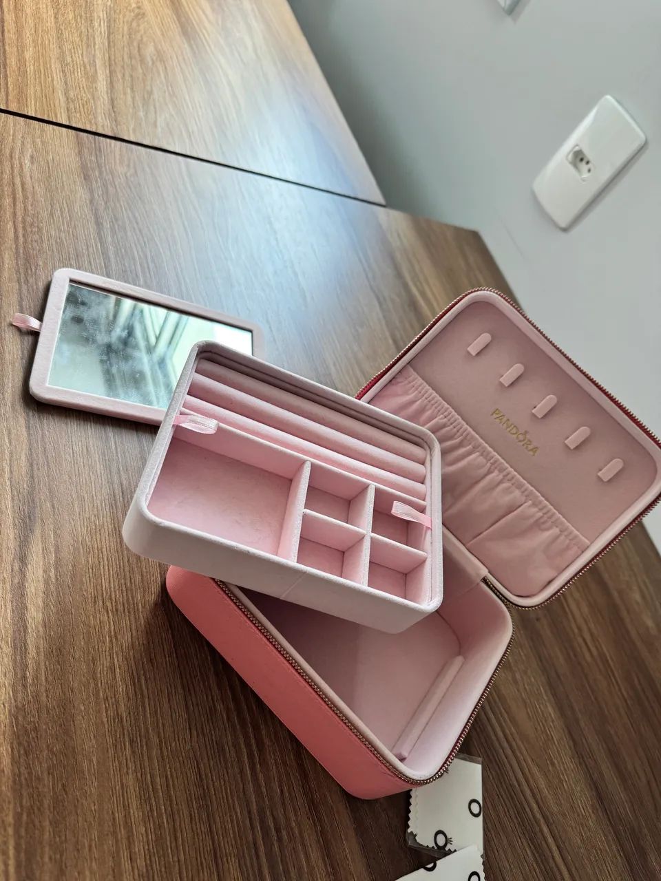 Porta-Joias Pandora Original com Espelho - Rosa