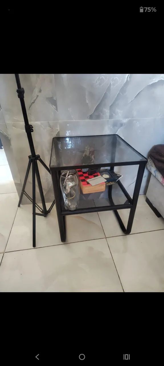 Par mesinhas ferro e vidro - Foto 2