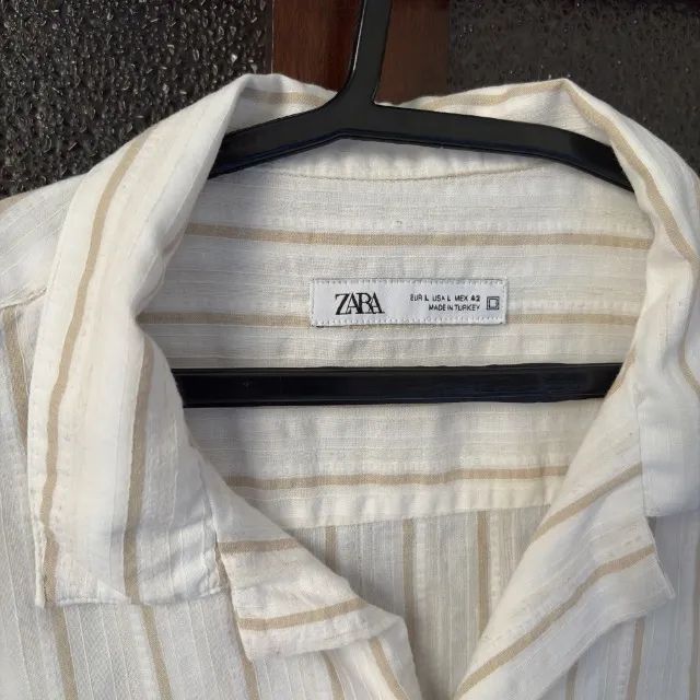 Zara Camisa Masculina Manga Curta Listrada - Foto 2